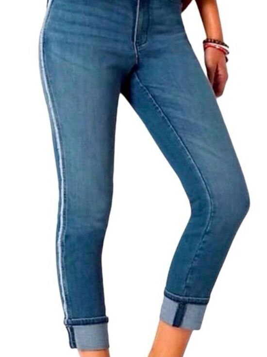 J. Jill Denim - J. Jill High Rise Cropped Fringe Jeans Shore Wash Women’s Size 12
